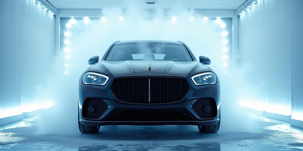 氷河をイメージした洗車スタジオでのプレミアムカーケア